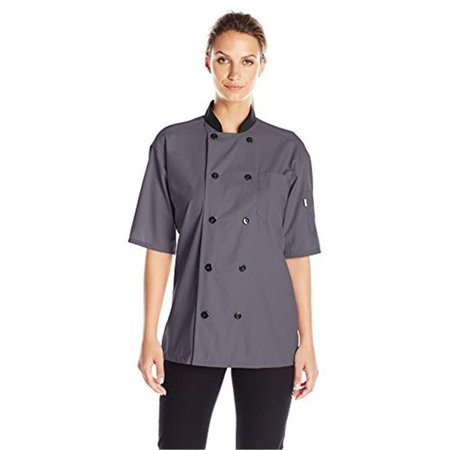 CHARLOTTE MADISON Uncommon Threads Womens Havana Chef Coat SS Mesh, Slate - 2XL CH2073139